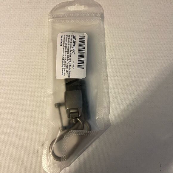 Dodge Challenger fob keychain in black leather NWT - Picture 4 of 4